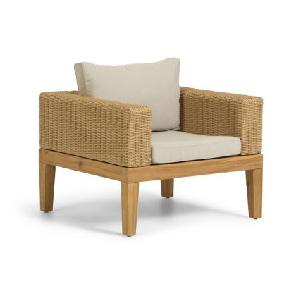 Sillón Nórdico Madera Maciza Natural Ratán, 80 Cm