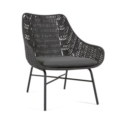 Sillón Escandinavo Cuerda Negro Acero Negro, 68
