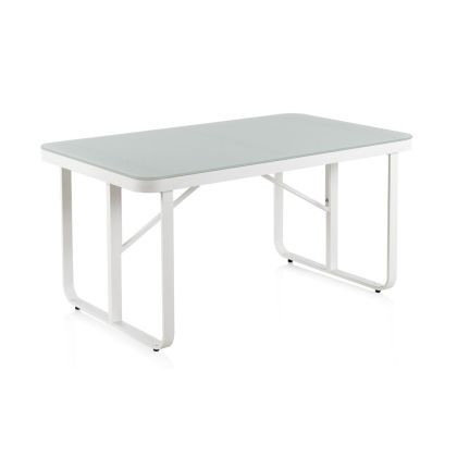 Mesa Comedor jardín Aluminio Blanco Cristal, 150 Cm