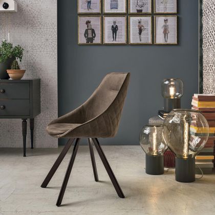 Silla Diseño Moderno Marrón Tejido, 50 Cm