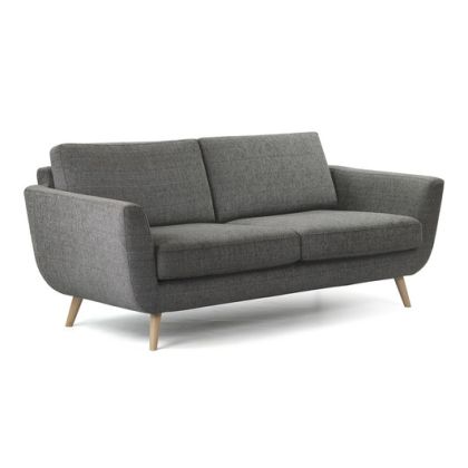 Sofá Nórdico Tapizado Gris Patas Madera, 199 Cm