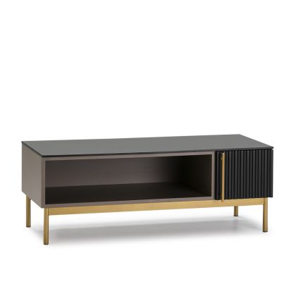 Mueble Tv Mid Century Metal Dorado Negro Topo 120 Cm