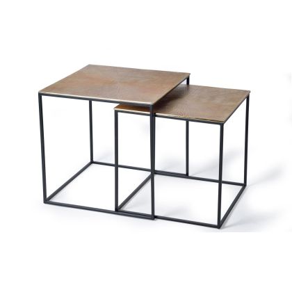 Set 2 Mesas Cuadradas Metal Oro Estructura Metal, 56 Cm