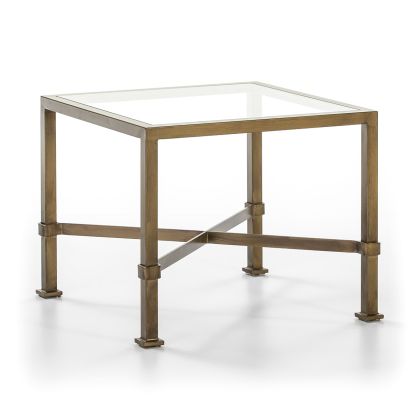 Side Table 60x60x50 Glass/Antique Gold Metal