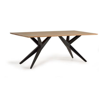 Mesa De Comedor Acacia Base Metal, 180 Cm