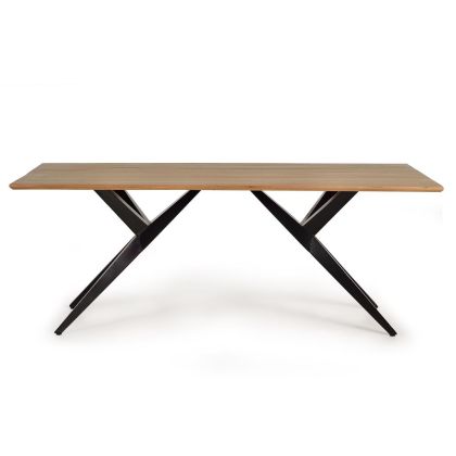 Mesa comedor Tapa Rectangular Base Cuña Metal negro 200 Cm