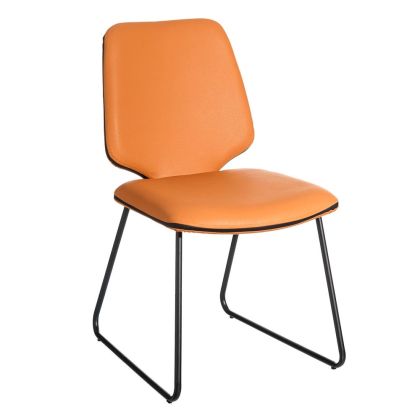Silla Moderna Naranja Polipiel Metal Negro, 45 Cm