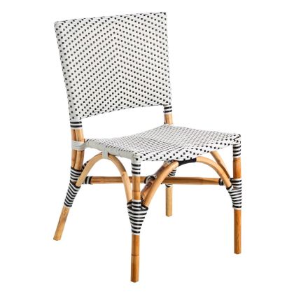 Silla Diseño Étnico Ratán Negro Blanco, 46 Cm