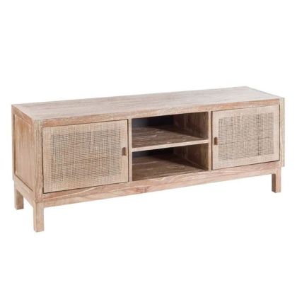 Mueble Tv Tropical Madera Mindi Natural 2 Puertas