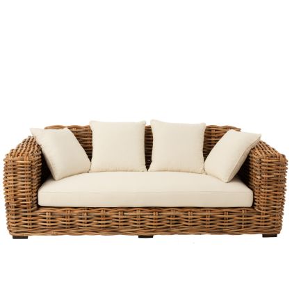 Sofá Tropical Madera Natural Cojines Beige 222 Cm