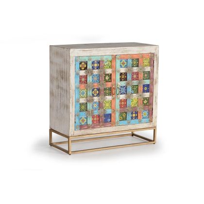 Aparador 2 Puertas Azulejos Multicolor, 90 Cm