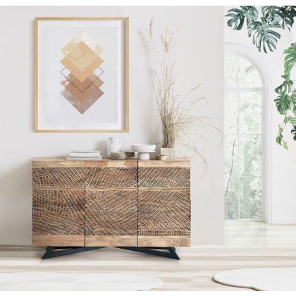 Aparador  Acacia Natural Tallado, 140 Cm