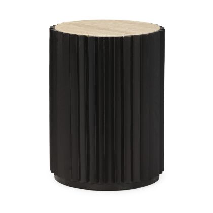 Mesa Auxiliar en Madera y Mármol Negro.