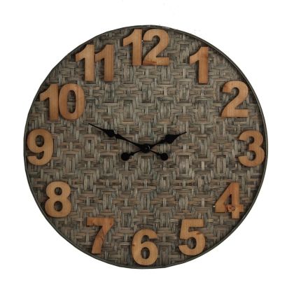 Reloj Pared Natural Bambú Envejecido Ø 80 Cm