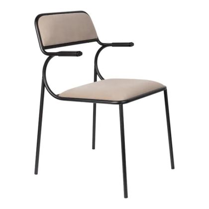 Silla Alba Negro Beige Metal Negro, 82,5 Cm