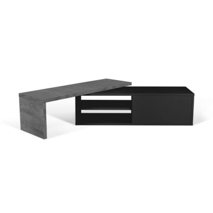 Mueble TV  Hormigón Lacado Negro, 110/203cm