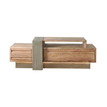 Mueble TV con Luz Led Madera Mango Cemento, 175 Cm