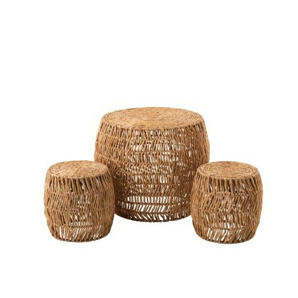 Set 3 Mesas Auxiliares Caña Bambú Natural, 65 Cm