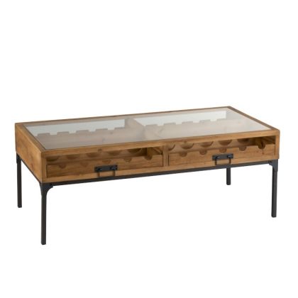 Mesa centro Botellero Vintage Madera Natural, 60 Cm