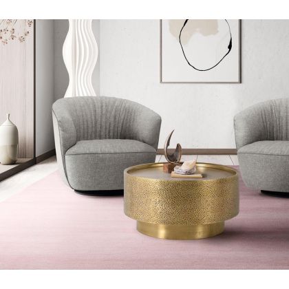 Mesa Centro Redonda Metal Oro, 80 Cm