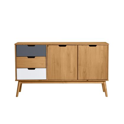 Aparador Moderno Natural, 2 Puertas 3cajones, 140 Cm