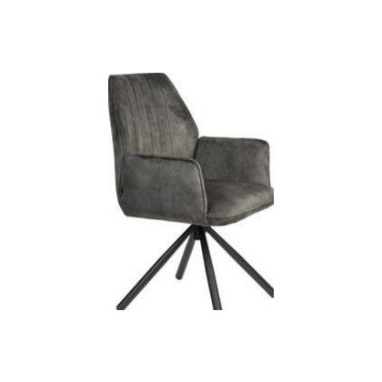 Silla Brazos Gris Terciopelo Metal, 61 Cm