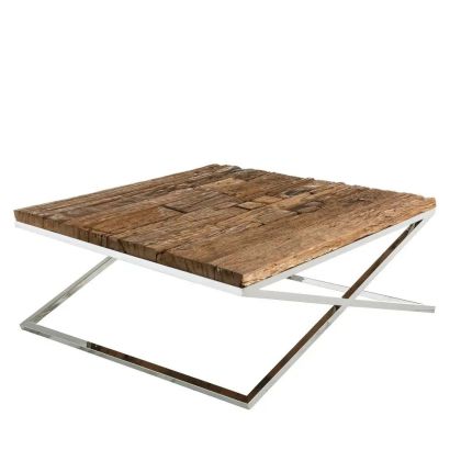 Mesa de Centro Rustico Madera Reciclada Y Acero