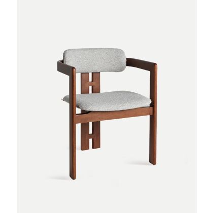 Silla Hedel Madera Marrón Tejido Gris, 75 Cm