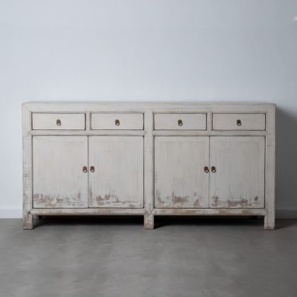 Aparador Buffet Vintage Blanco Rozado, 180 Cm