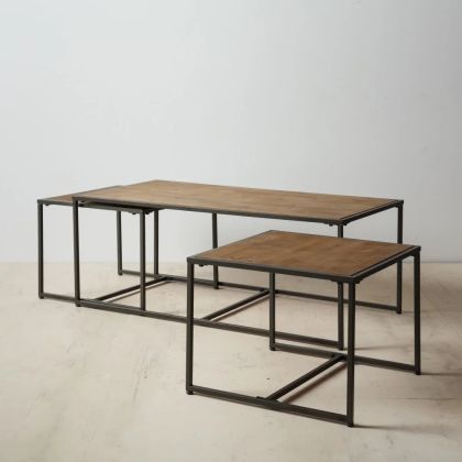 S/3 MESA  Centro industrial Marrón Negro Madera Metal
