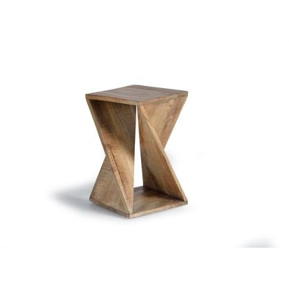 Mesa Auxiliar Mango Natural Maciza Asimétrica, 57 Cm