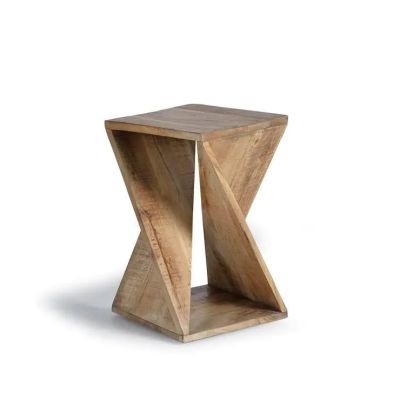 Mesa Auxiliar Mango Natural Maciza Asimétrica, 57 Cm