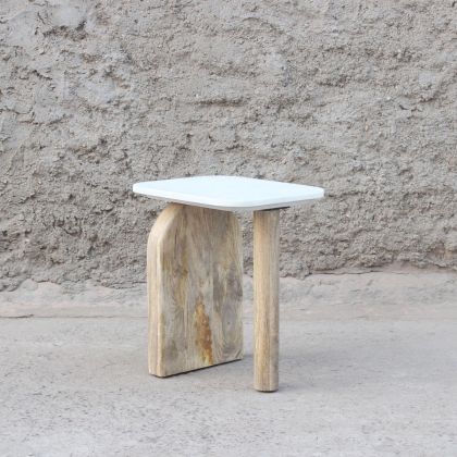 Mesa Auxiliar Ibiza Mármol Madera