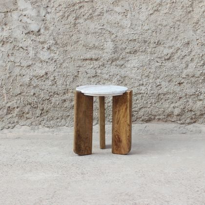 Mesa Auxiliar Redonda Ibiza Madera Mármol