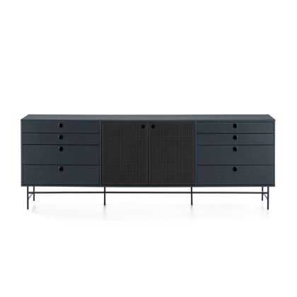 Aparador Punto Negro  2 Puertas 4 Cajones Moderno