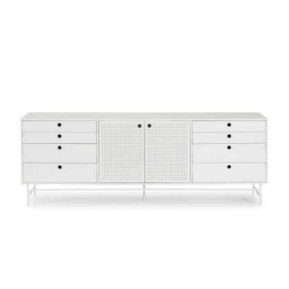 Aparador Punto Blanco 2 Puertas 4 Cajones Moderno
