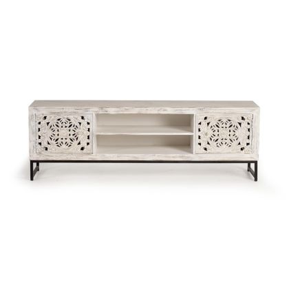 Mueble TV Tallado Artesanal Madera