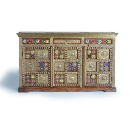 Aparador Madera Acacia Azulejo Bronce Multicolor, 155 Cm