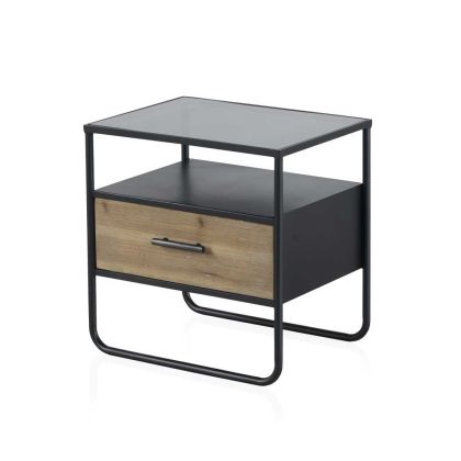 Mesita de Noche Estilo Industrial 1 Cajón, 46 Cm
