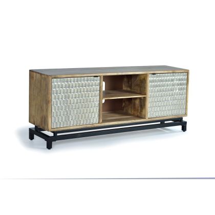 Mueble TV Mango Natural Metal Repujado, 165 Cm