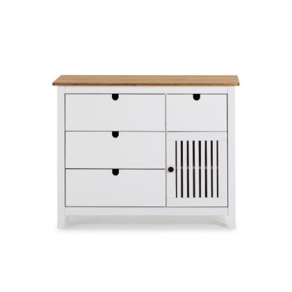 Cajonera madera blanco 4 cajones 1 puerta