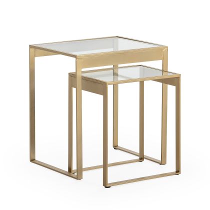 Side Table 50x40x56/40x30x46 Metal/Glass -- Gold Side Table 50x40x56/40x30x46 Metal/Glass -- Gold