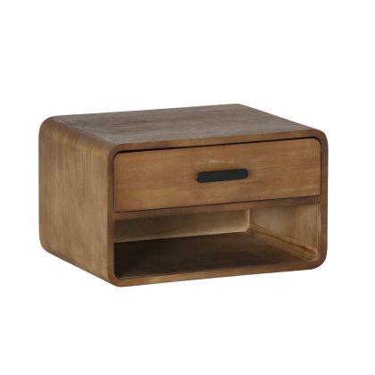 Mesita de Noche 40,5x30x24 Madera de Abeto/Madera Tung -- Natural/Negro
