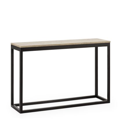 Consola de Madera de Abeto y Mármol en Negro.