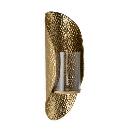 Portavela 15x13x43 Metal/Cristal -- Dorado