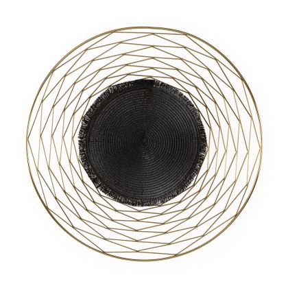 Escultura de Metal y Cuerda en Dorado y Negro.