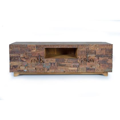 Mueble TV Tallado Oriental Madera 