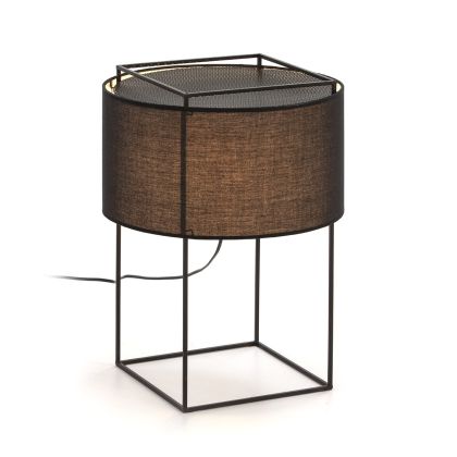 Lámpara De Sobremesa Industrial Tejido Hierro Negro