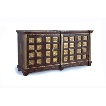 Aparador Madera Mango Detalles Bronce 4 Puertas, 193 Cm