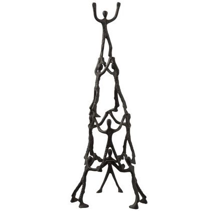 Estatua Pirámide 9 personas Estilo Moderno Aluminio Negro